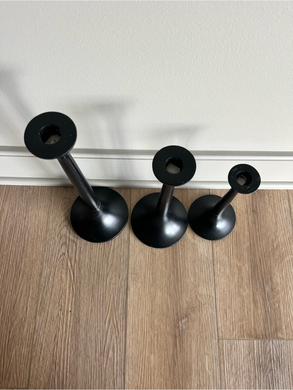 Linden Black Metal Taper Candle Holders - Set of 3 Varying Heights - Picture 2 of 6